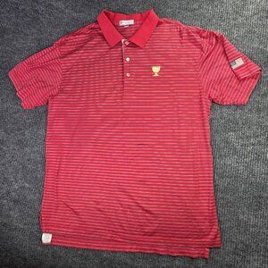 Peter Millar Polo Shirt Presidents Cup Mens XL Red Stripe USA Golf PGA Tour Flag